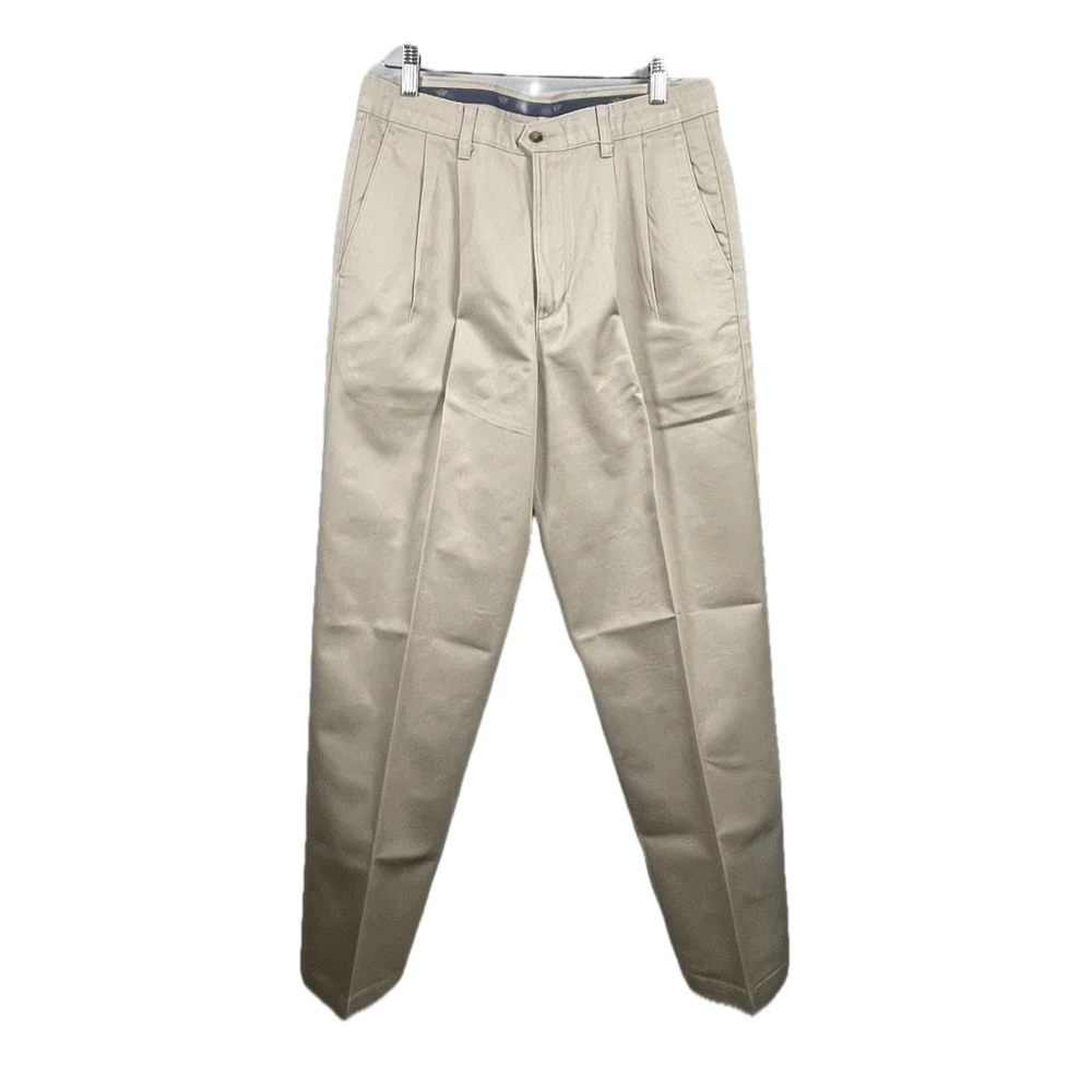 Dockers Mens W33 L32 Pleated Front Khaki Chino Pants Classic Fit